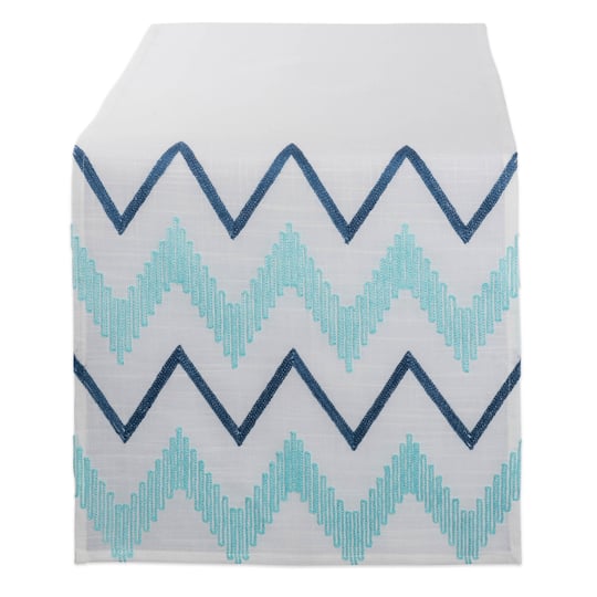 Off White Base Embroidered Chevron Table Runner